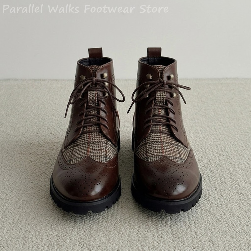 Men'S Shoes Smart - Мужские ботинки в клетку из твидовой