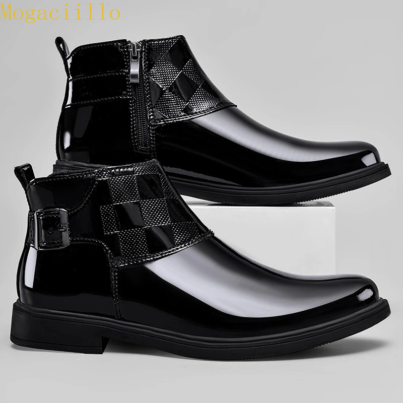 Men'S Shoes Hey Dude - Мужские черные глянцевые ботинки челси из